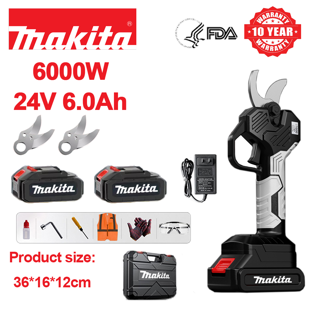 Wyświetlacz LED mocy (czas pracy baterii 12 godzin) 6000 W bezszczotkowy silnik, akumulator litowo-jonowy, sekator + akumulator 24 V 6,0 Ah * 2 + ładowarka + ostrza ze stopu SK9 * 2 + skrzynka narzędziowa + olej smarujący + okulary ochronne, 10 lat gwarancji