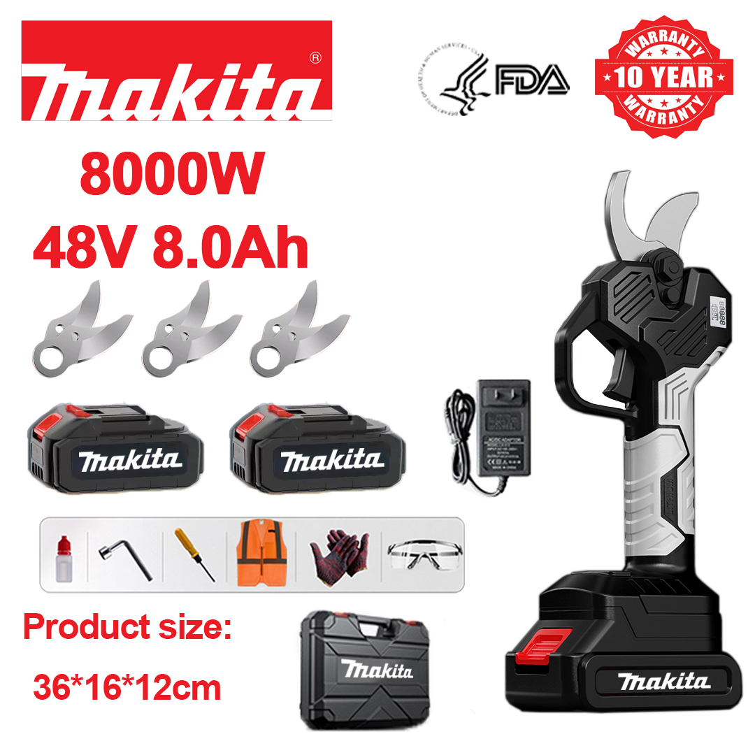 Wyświetlacz LED mocy (czas pracy baterii 18 godzin) 8000 W bezszczotkowy silnik, akumulator litowo-jonowy, sekator do przycinania + akumulator 48 V 8,0 Ah * 2 + ładowarka + ostrza ze stopu SK9 * 3 + skrzynka narzędziowa + olej smarujący + okulary ochronne, 10 lat gwarancji