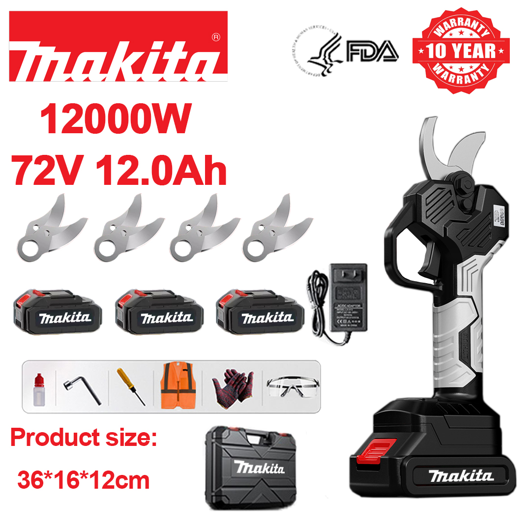 Wyświetlacz LED mocy (36 godzin pracy baterii) 12000 W bezszczotkowy silnik, akumulator litowo-jonowy, nożyce do przycinania + akumulator 72 V 12,0 Ah*3+ładowarka+ostrze ze stopu SK9*4+skrzynka narzędziowa+smar+okulary ochronne, 10 lat gwarancji
